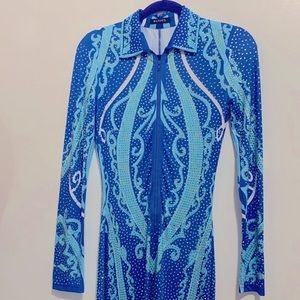 Blue Catsuit with Crystals